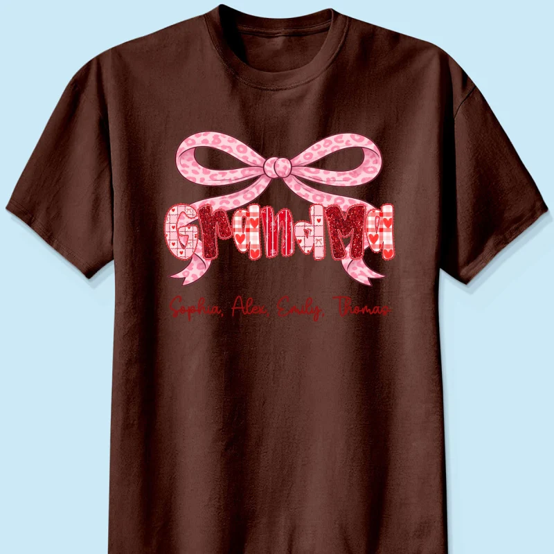 Preppy Valentine Pattern Grandma Mom Nana With Kids Name - Personalized Shirt - Valentine's Day Gift For Grandma - Image 25