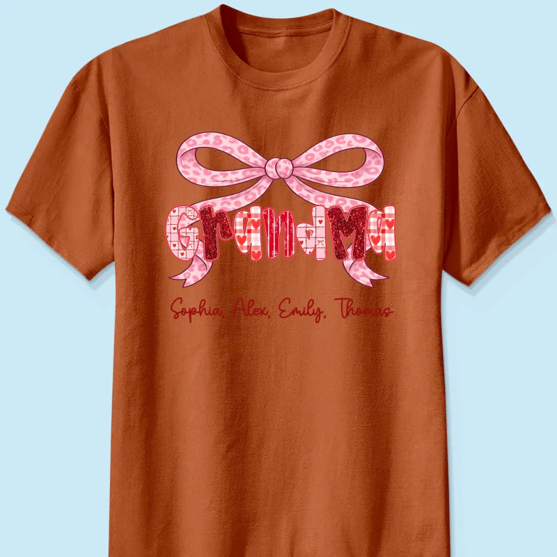 Preppy Valentine Pattern Grandma Mom Nana With Kids Name - Personalized Shirt - Valentine's Day Gift For Grandma - Image 26