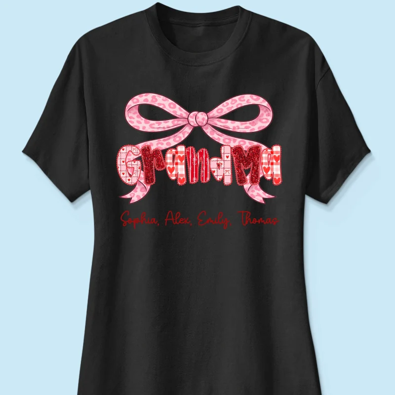 Preppy Valentine Pattern Grandma Mom Nana With Kids Name - Personalized Shirt - Valentine's Day Gift For Grandma - Image 27