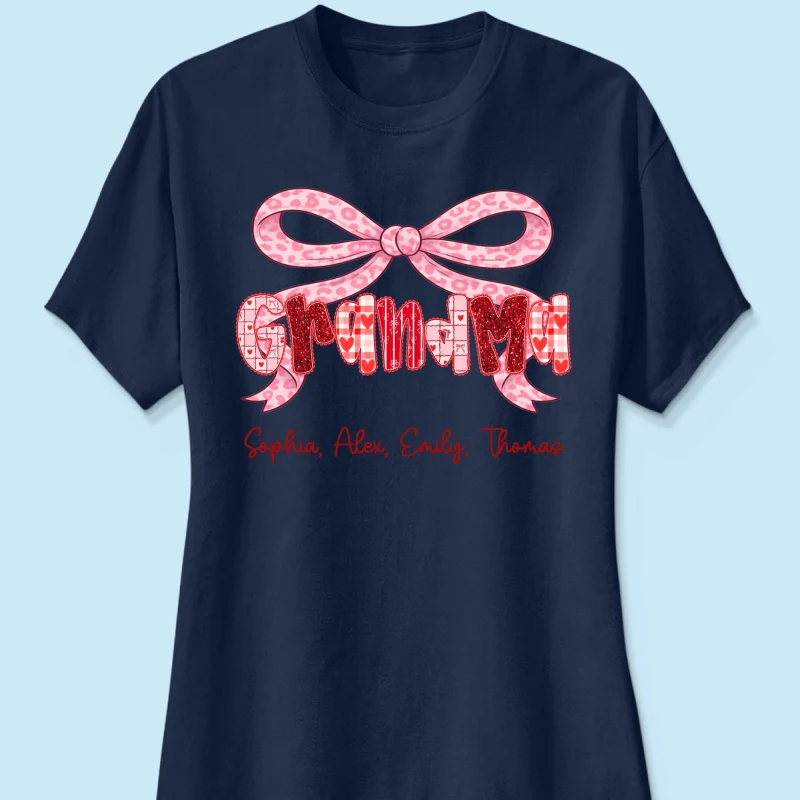 Preppy Valentine Pattern Grandma Mom Nana With Kids Name - Personalized Shirt - Valentine's Day Gift For Grandma - Image 28