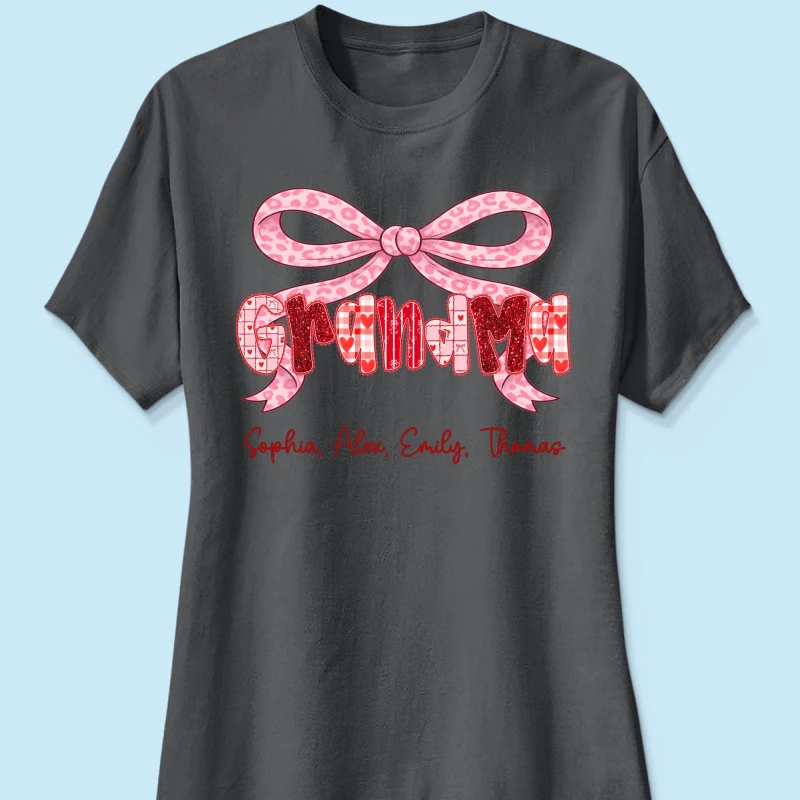 Preppy Valentine Pattern Grandma Mom Nana With Kids Name - Personalized Shirt - Valentine's Day Gift For Grandma - Image 29