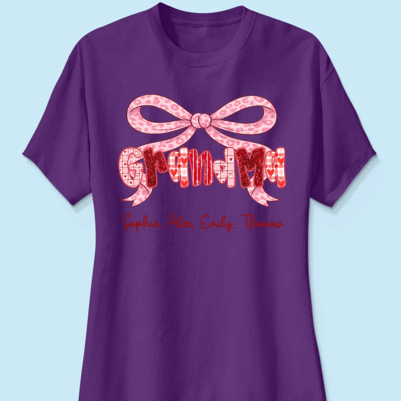 Preppy Valentine Pattern Grandma Mom Nana With Kids Name - Personalized Shirt - Valentine's Day Gift For Grandma - Image 30