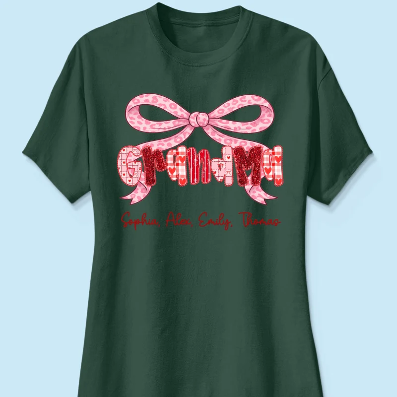 Preppy Valentine Pattern Grandma Mom Nana With Kids Name - Personalized Shirt - Valentine's Day Gift For Grandma - Image 31