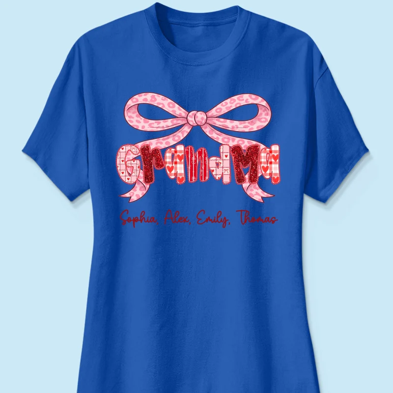 Preppy Valentine Pattern Grandma Mom Nana With Kids Name - Personalized Shirt - Valentine's Day Gift For Grandma - Image 32