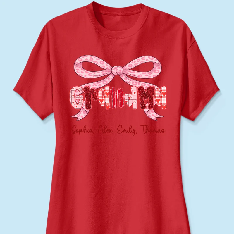Preppy Valentine Pattern Grandma Mom Nana With Kids Name - Personalized Shirt - Valentine's Day Gift For Grandma - Image 33