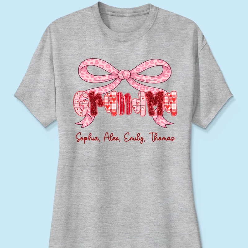 Preppy Valentine Pattern Grandma Mom Nana With Kids Name - Personalized Shirt - Valentine's Day Gift For Grandma - Image 36