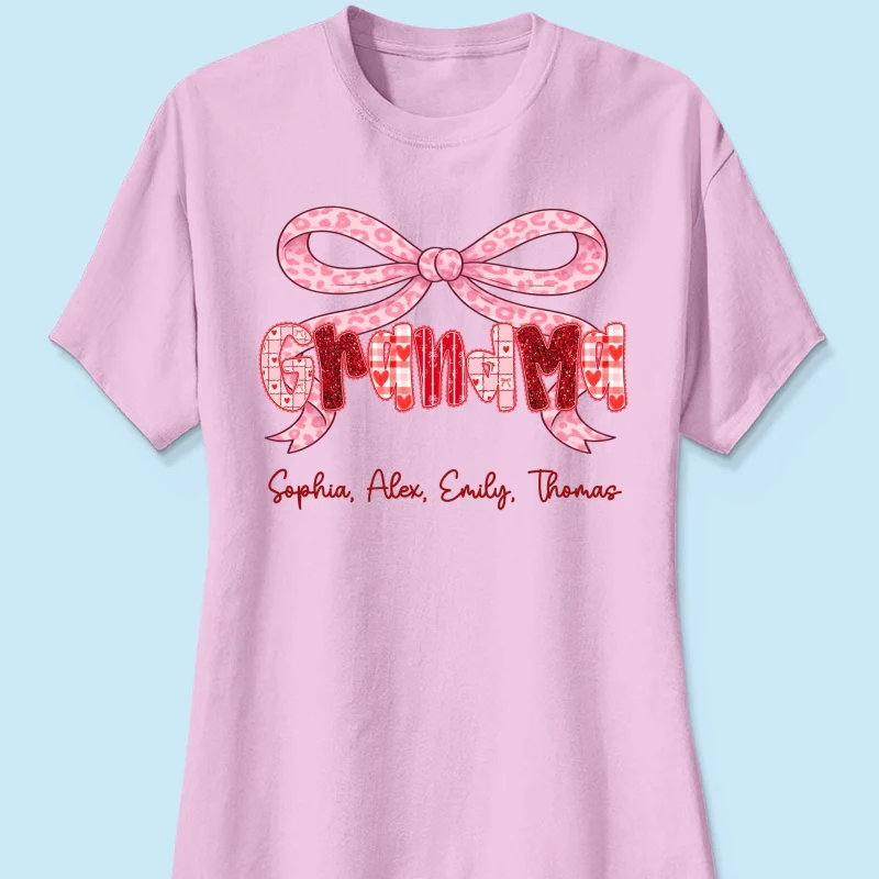 Preppy Valentine Pattern Grandma Mom Nana With Kids Name - Personalized Shirt - Valentine's Day Gift For Grandma - Image 37