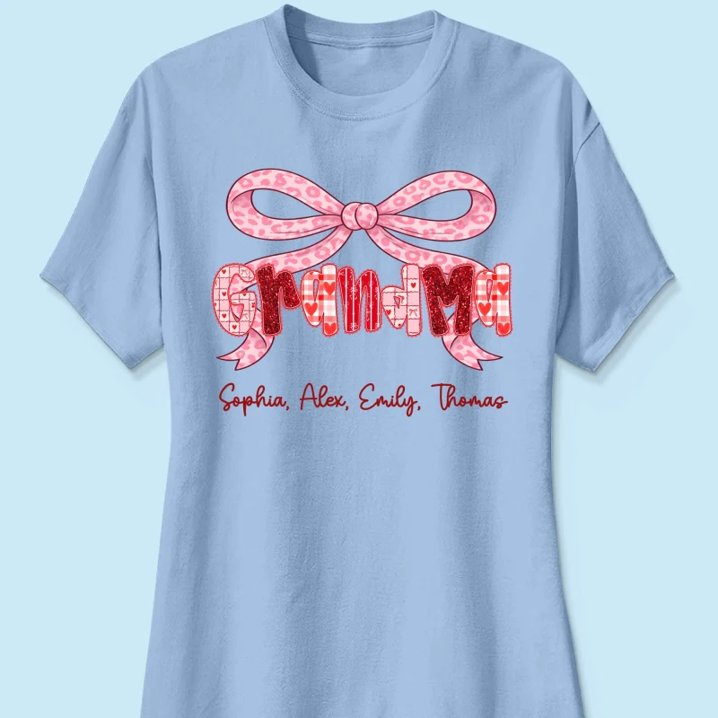 Preppy Valentine Pattern Grandma Mom Nana With Kids Name - Personalized Shirt - Valentine's Day Gift For Grandma - Image 38