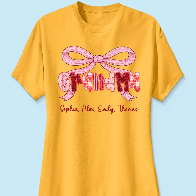 Preppy Valentine Pattern Grandma Mom Nana With Kids Name - Personalized Shirt - Valentine's Day Gift For Grandma - Image 39
