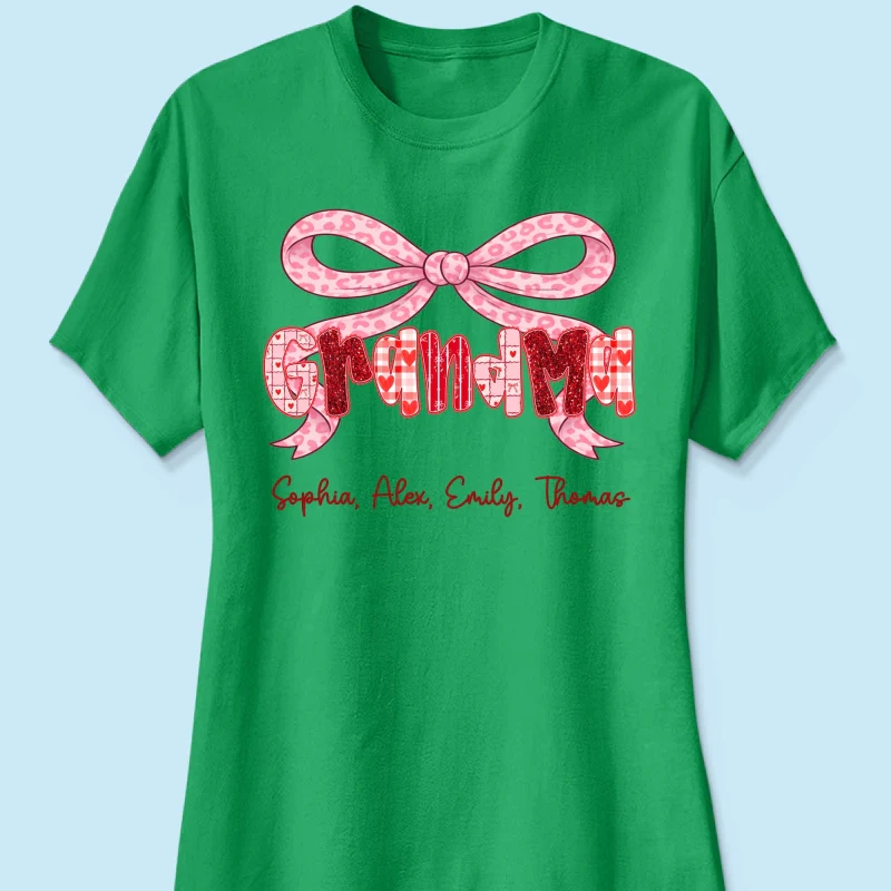 Preppy Valentine Pattern Grandma Mom Nana With Kids Name - Personalized Shirt - Valentine's Day Gift For Grandma - Image 40