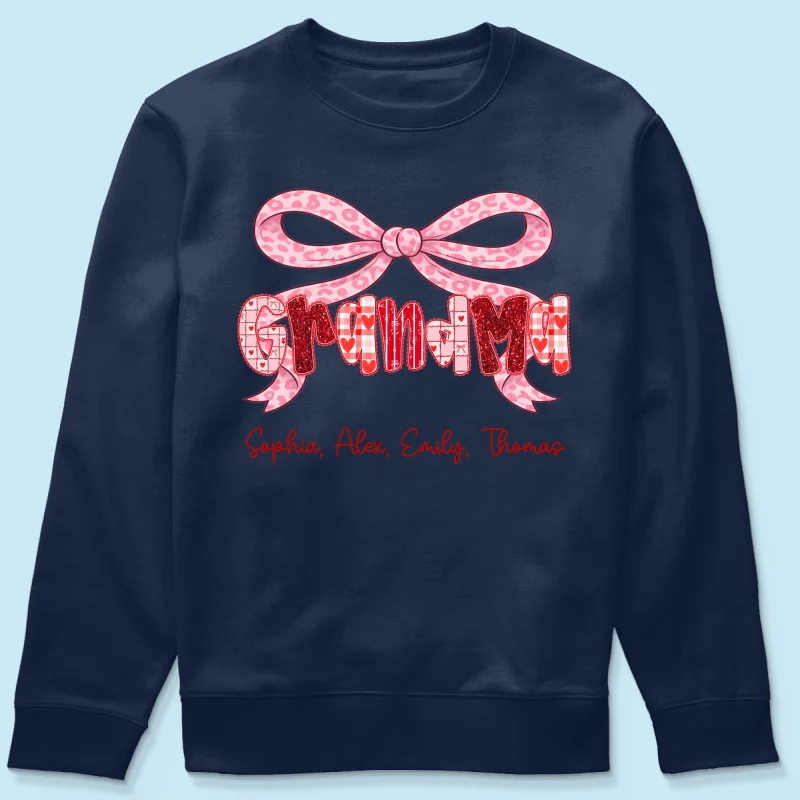 Preppy Valentine Pattern Grandma Mom Nana With Kids Name - Personalized Shirt - Valentine's Day Gift For Grandma - Image 42