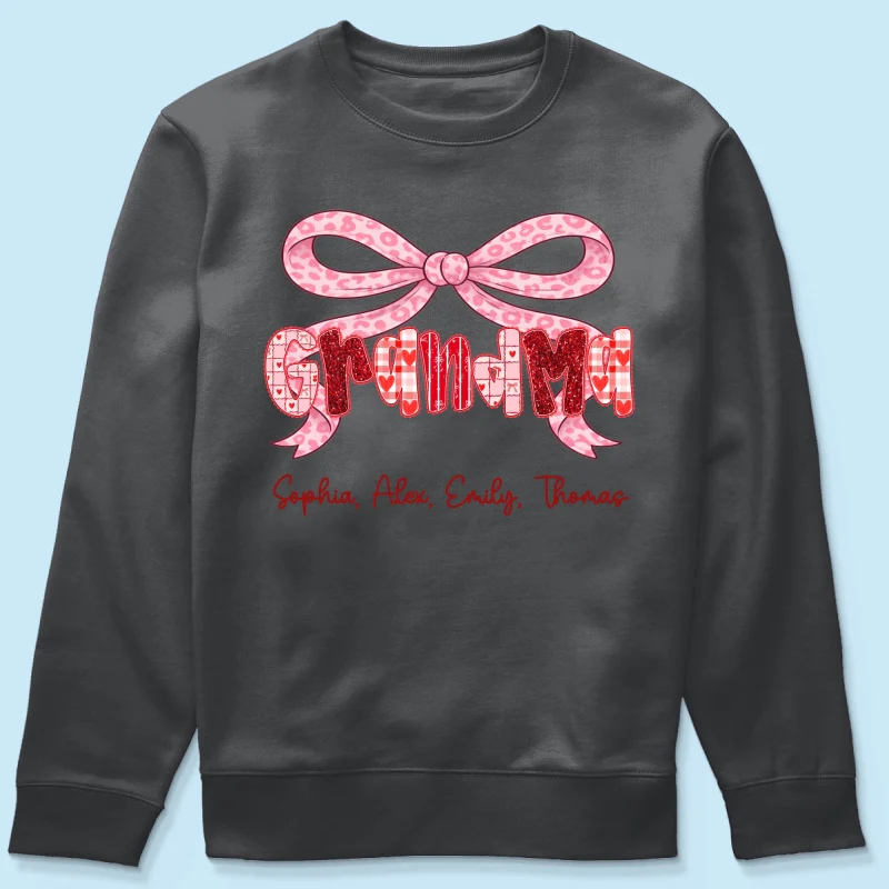 Preppy Valentine Pattern Grandma Mom Nana With Kids Name - Personalized Shirt - Valentine's Day Gift For Grandma - Image 43