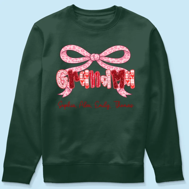 Preppy Valentine Pattern Grandma Mom Nana With Kids Name - Personalized Shirt - Valentine's Day Gift For Grandma - Image 44