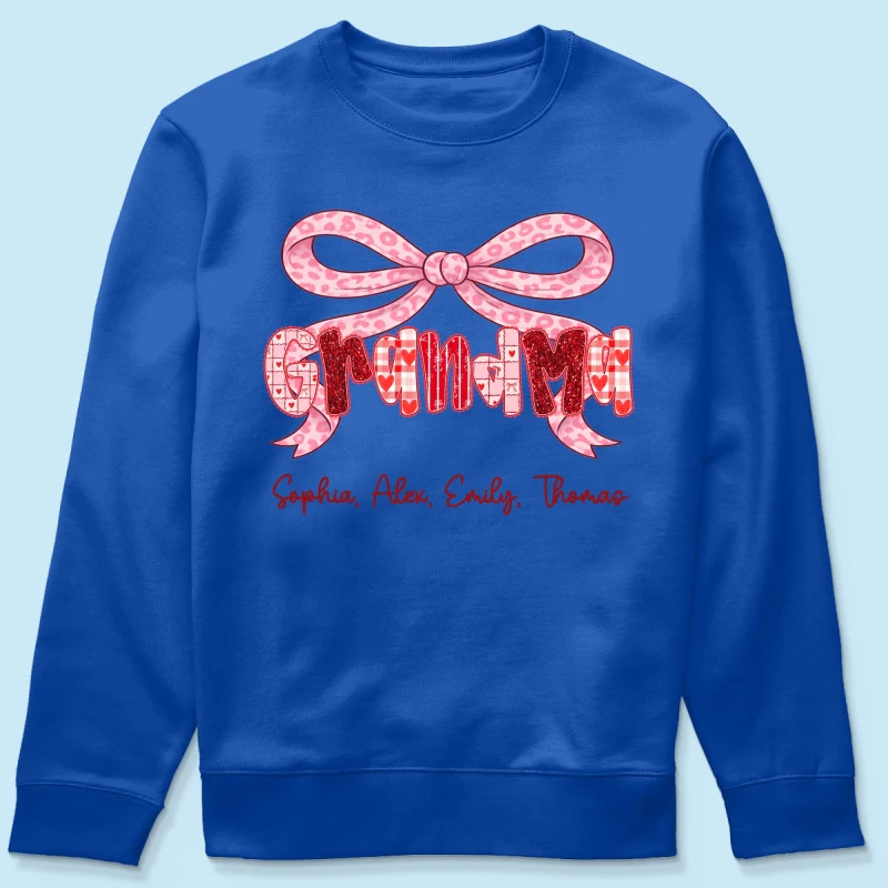 Preppy Valentine Pattern Grandma Mom Nana With Kids Name - Personalized Shirt - Valentine's Day Gift For Grandma - Image 45