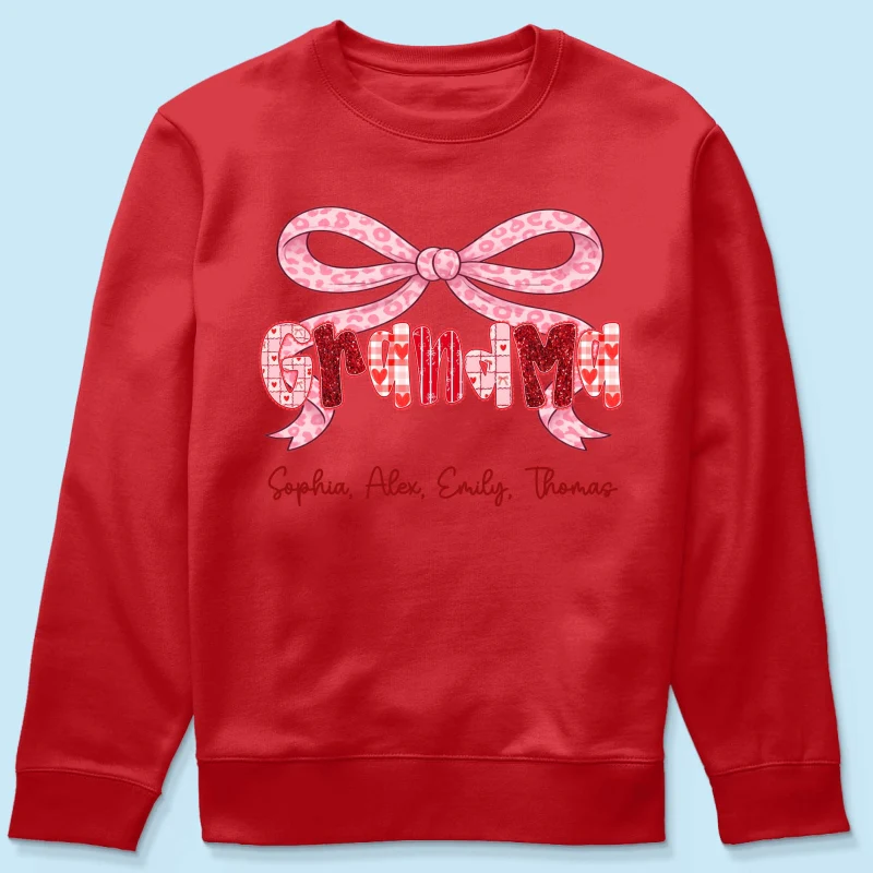 Preppy Valentine Pattern Grandma Mom Nana With Kids Name - Personalized Shirt - Valentine's Day Gift For Grandma - Image 46