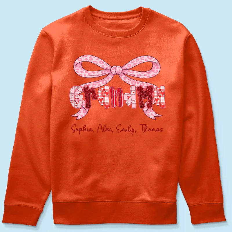 Preppy Valentine Pattern Grandma Mom Nana With Kids Name - Personalized Shirt - Valentine's Day Gift For Grandma - Image 47