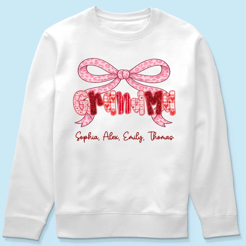 Preppy Valentine Pattern Grandma Mom Nana With Kids Name - Personalized Shirt - Valentine's Day Gift For Grandma - Image 48