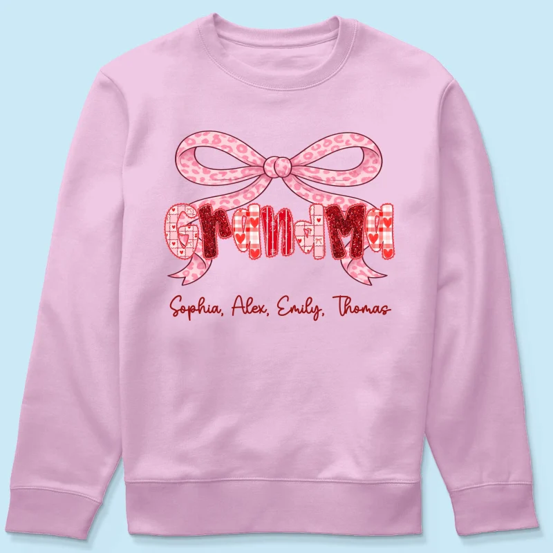 Preppy Valentine Pattern Grandma Mom Nana With Kids Name - Personalized Shirt - Valentine's Day Gift For Grandma - Image 50