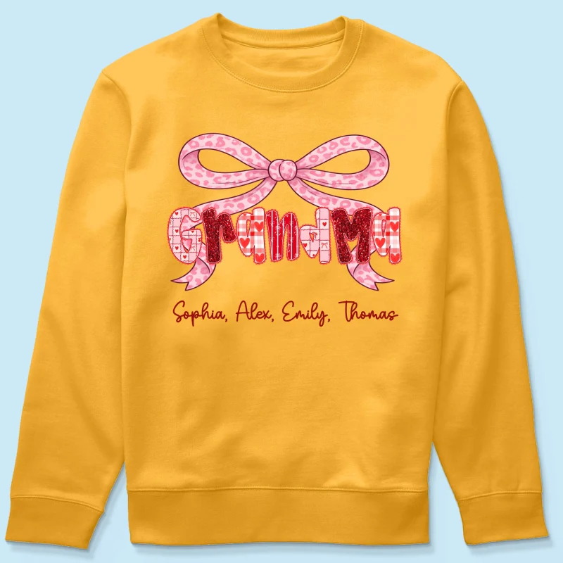 Preppy Valentine Pattern Grandma Mom Nana With Kids Name - Personalized Shirt - Valentine's Day Gift For Grandma - Image 51