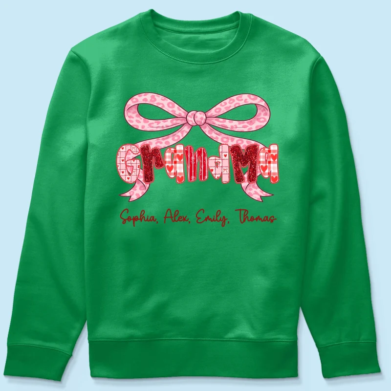 Preppy Valentine Pattern Grandma Mom Nana With Kids Name - Personalized Shirt - Valentine's Day Gift For Grandma - Image 52