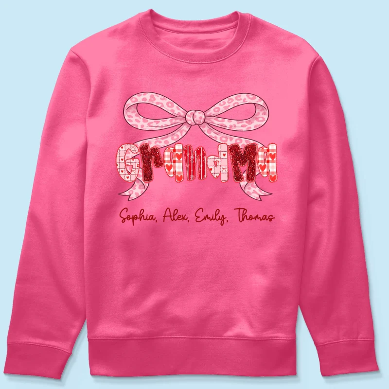 Preppy Valentine Pattern Grandma Mom Nana With Kids Name - Personalized Shirt - Valentine's Day Gift For Grandma - Image 53