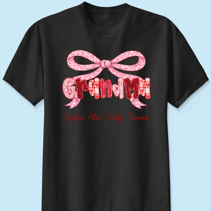 Preppy Valentine Pattern Grandma Mom Nana With Kids Name - Personalized Shirt - Valentine's Day Gift For Grandma - Image 8