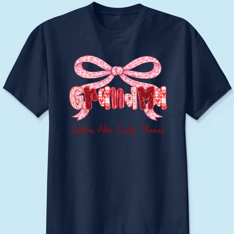 Preppy Valentine Pattern Grandma Mom Nana With Kids Name - Personalized Shirt - Valentine's Day Gift For Grandma - Image 9