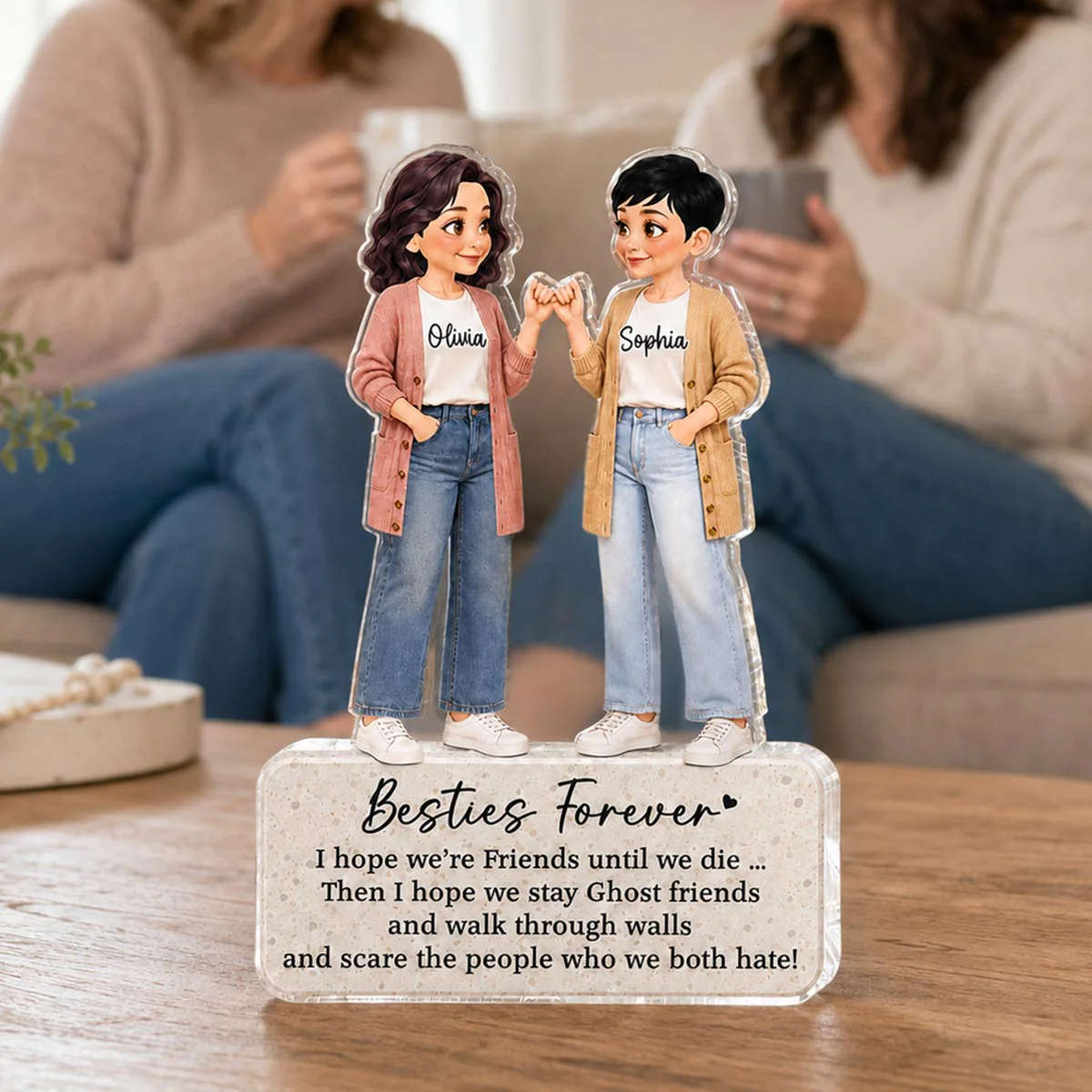 Pretty Besties Forever Pinky Promise 2D Flat - Personalized Acrylic Block Plaque - Friendship Keepsake - Image 5