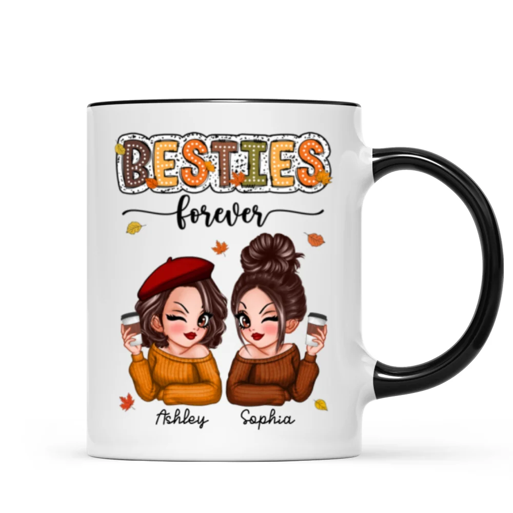 Pretty Besties Sisters Fall Season Pattern Personalized Mug - Image 9