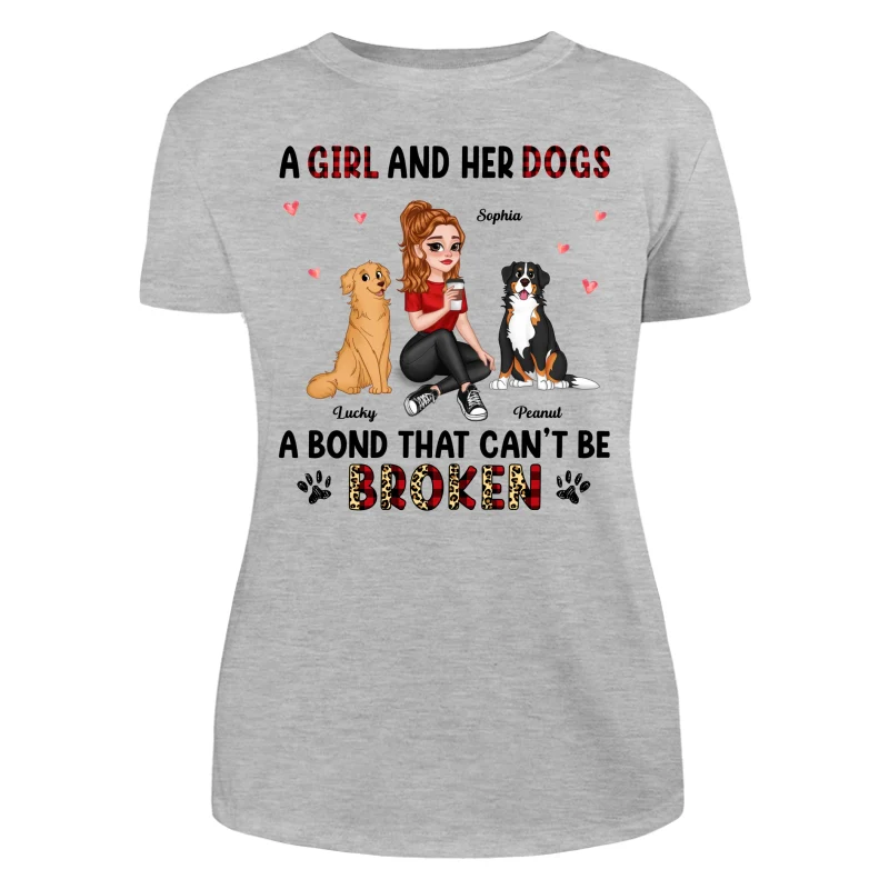 Pretty Cartoon Girl Sitting With Cute Dogs Bond Can‘t Be Broken Personalized Shirt - Image 10