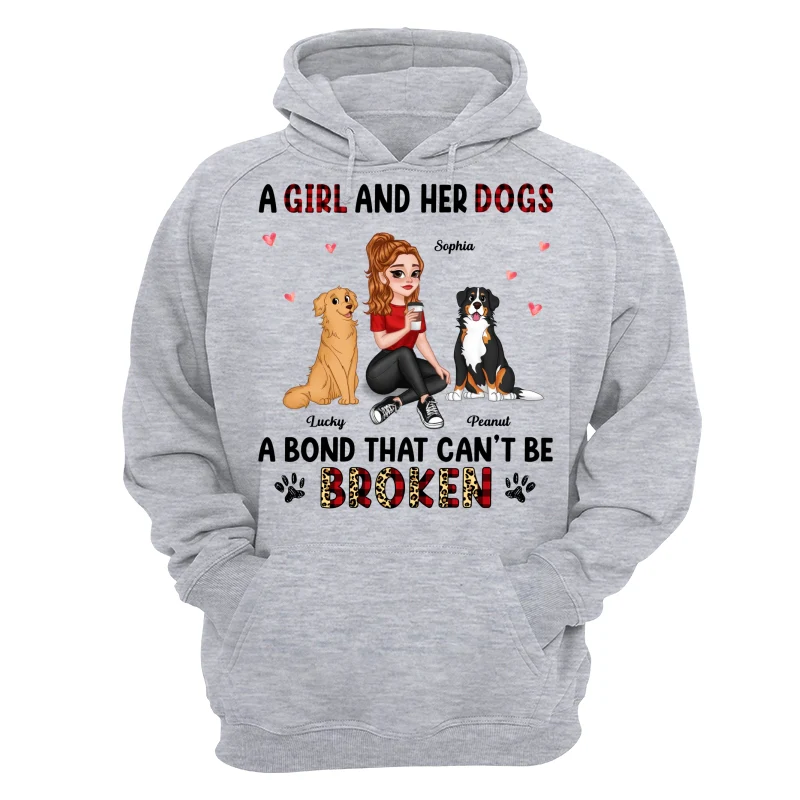 Pretty Cartoon Girl Sitting With Cute Dogs Bond Can‘t Be Broken Personalized Shirt - Image 14