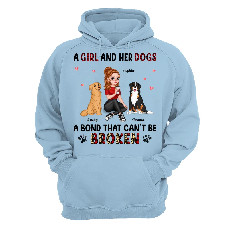 Pretty Cartoon Girl Sitting With Cute Dogs Bond Can‘t Be Broken Personalized Shirt - Image 16