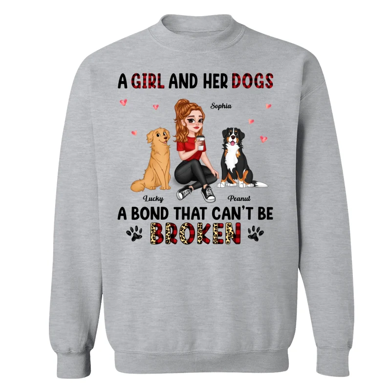 Pretty Cartoon Girl Sitting With Cute Dogs Bond Can‘t Be Broken Personalized Shirt - Image 18