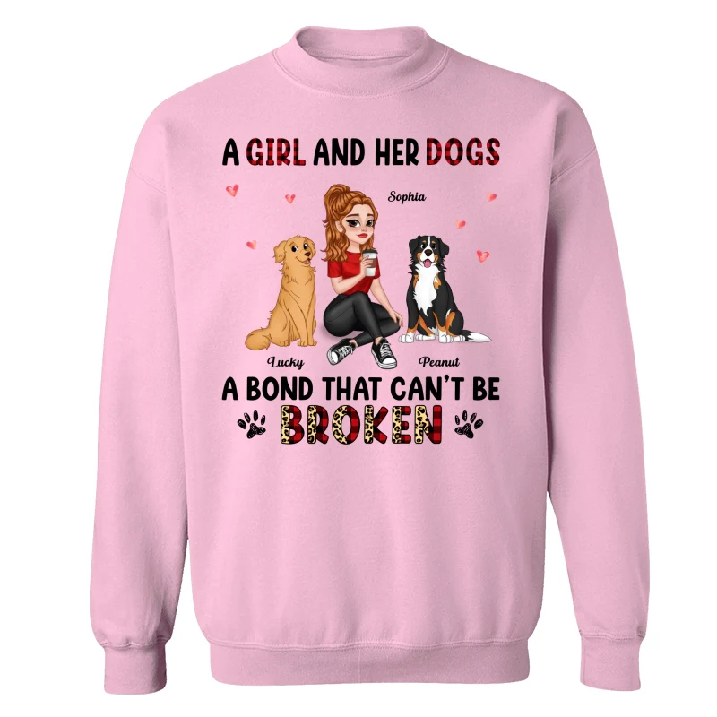 Pretty Cartoon Girl Sitting With Cute Dogs Bond Can‘t Be Broken Personalized Shirt - Image 19