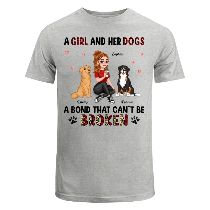 Pretty Cartoon Girl Sitting With Cute Dogs Bond Can‘t Be Broken Personalized Shirt - Image 6