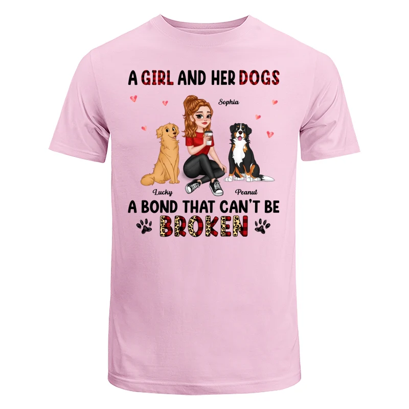 Pretty Cartoon Girl Sitting With Cute Dogs Bond Can‘t Be Broken Personalized Shirt - Image 7
