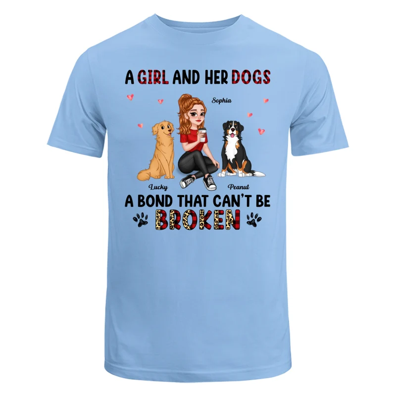 Pretty Cartoon Girl Sitting With Cute Dogs Bond Can‘t Be Broken Personalized Shirt - Image 8