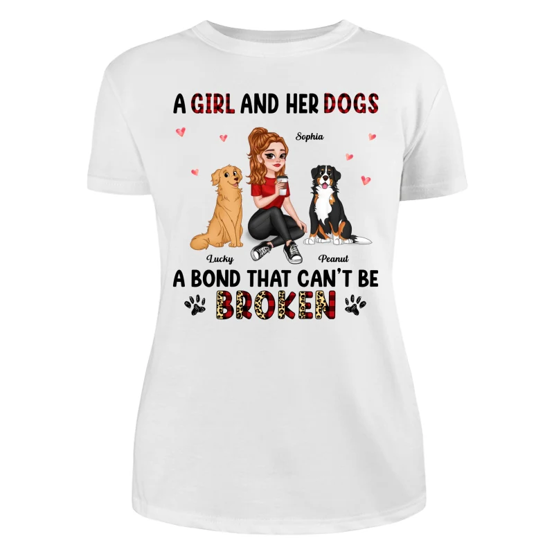 Pretty Cartoon Girl Sitting With Cute Dogs Bond Can‘t Be Broken Personalized Shirt - Image 9