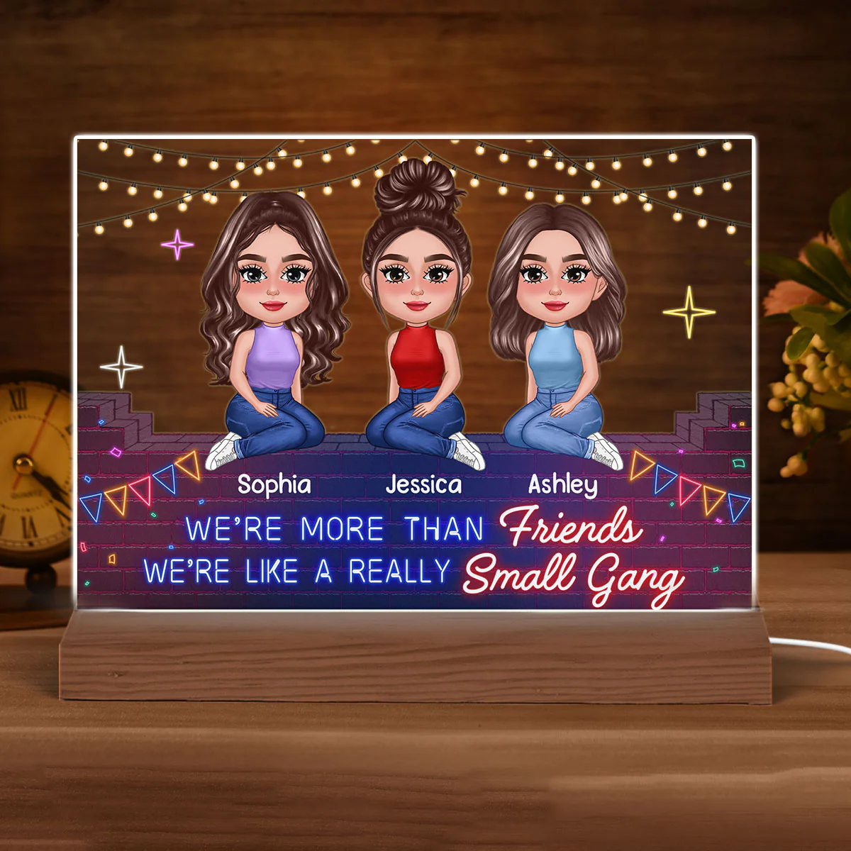 Pretty Doll Best Friends Sisters Neon Brick Personalized Acrylic Custom Shape LED Night Light - Image 4