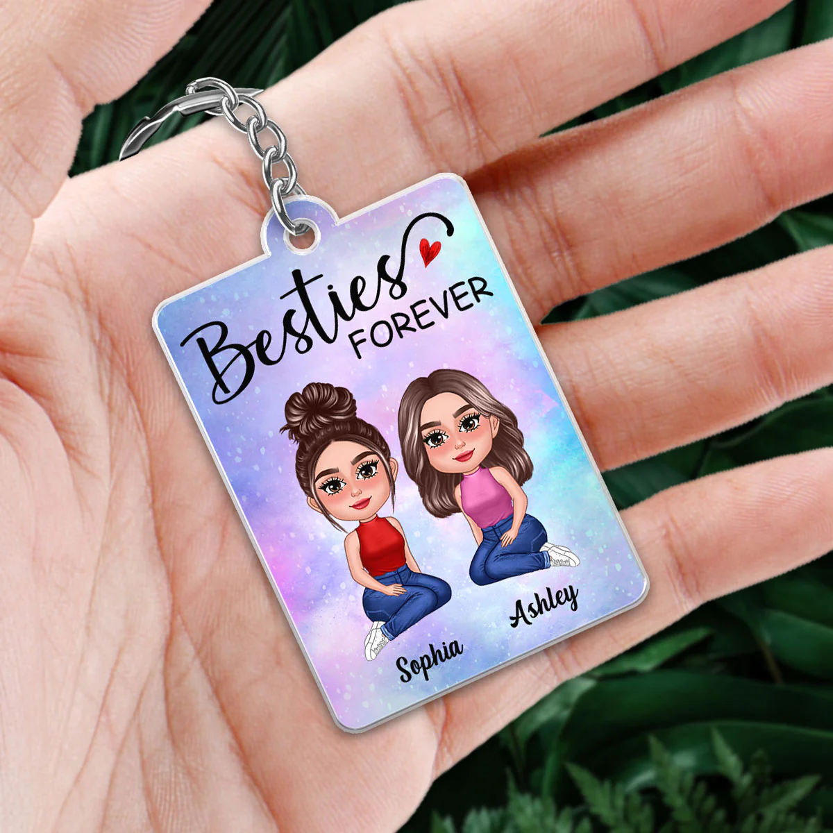 Pretty Doll Besties Sister Forever Favorite Song Scannable QR Code Personalized Acrylic Keychain - Image 2