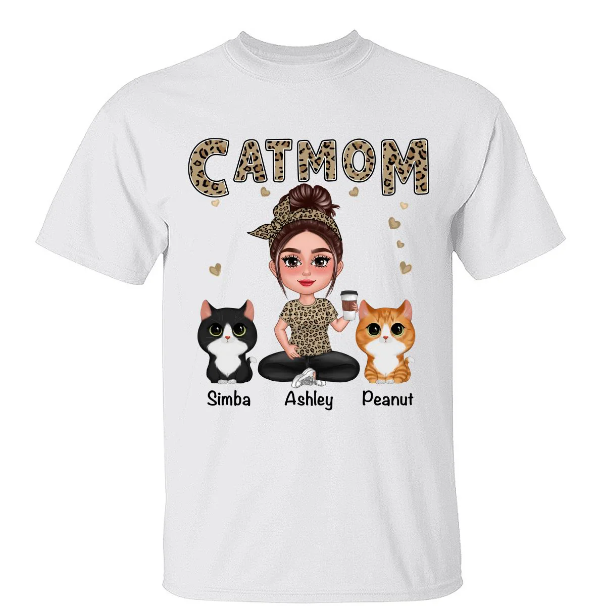 Pretty Doll Cat Mom Leopard Personalized Shirt