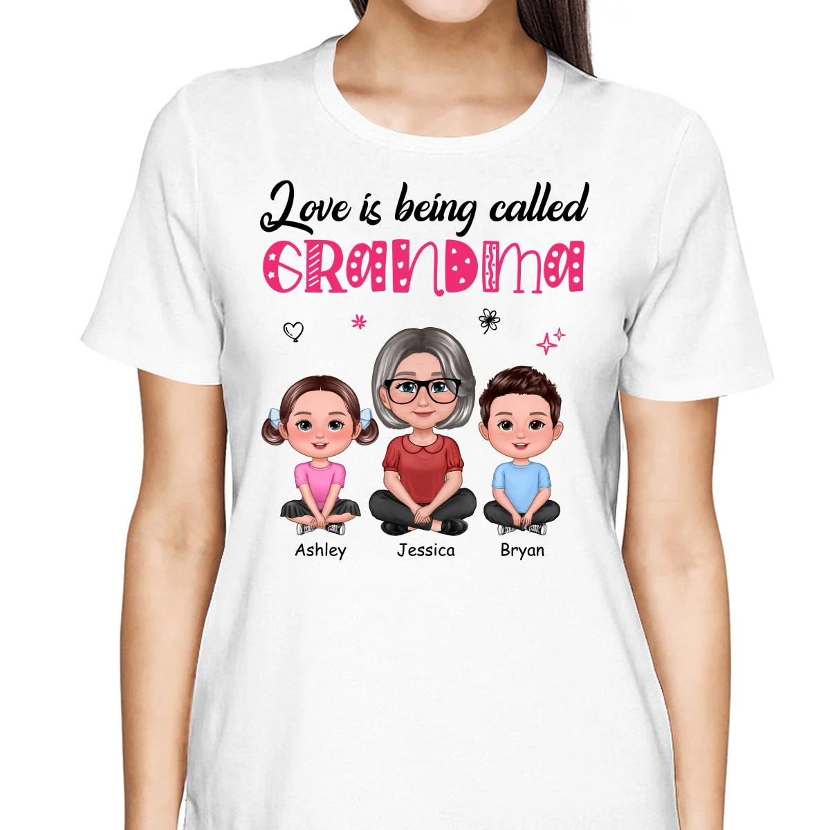 Pretty Doll Grandma Grandkids Love Is Being Called Mom Grandma Personalized Shirt - Image 2