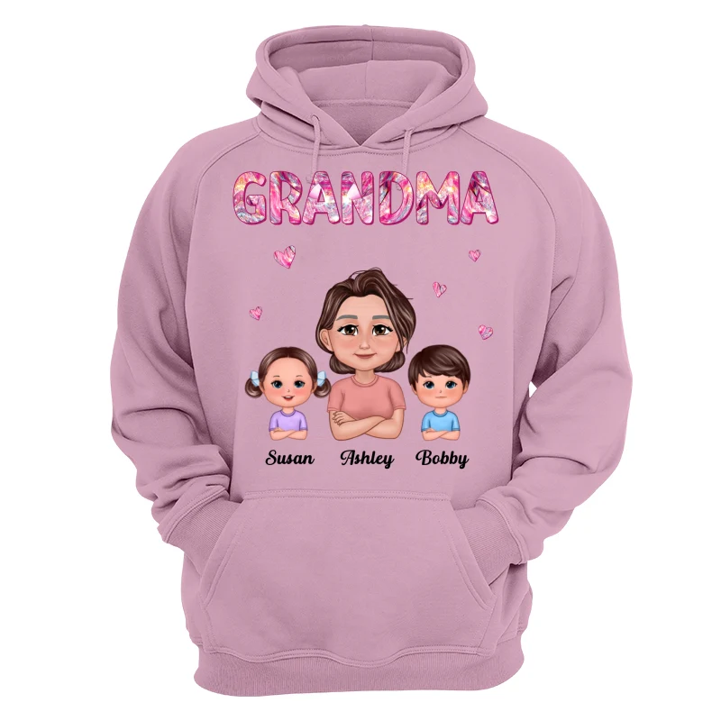 Pretty Doll Grandma Grandkids Marble Pattern Personalized Shirt - Image 15