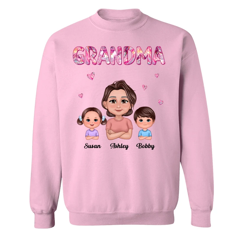 Pretty Doll Grandma Grandkids Marble Pattern Personalized Shirt - Image 19