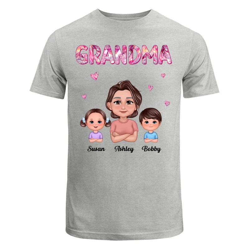 Pretty Doll Grandma Grandkids Marble Pattern Personalized Shirt - Image 6