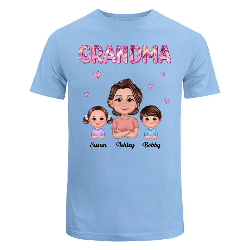 Pretty Doll Grandma Grandkids Marble Pattern Personalized Shirt - Image 8