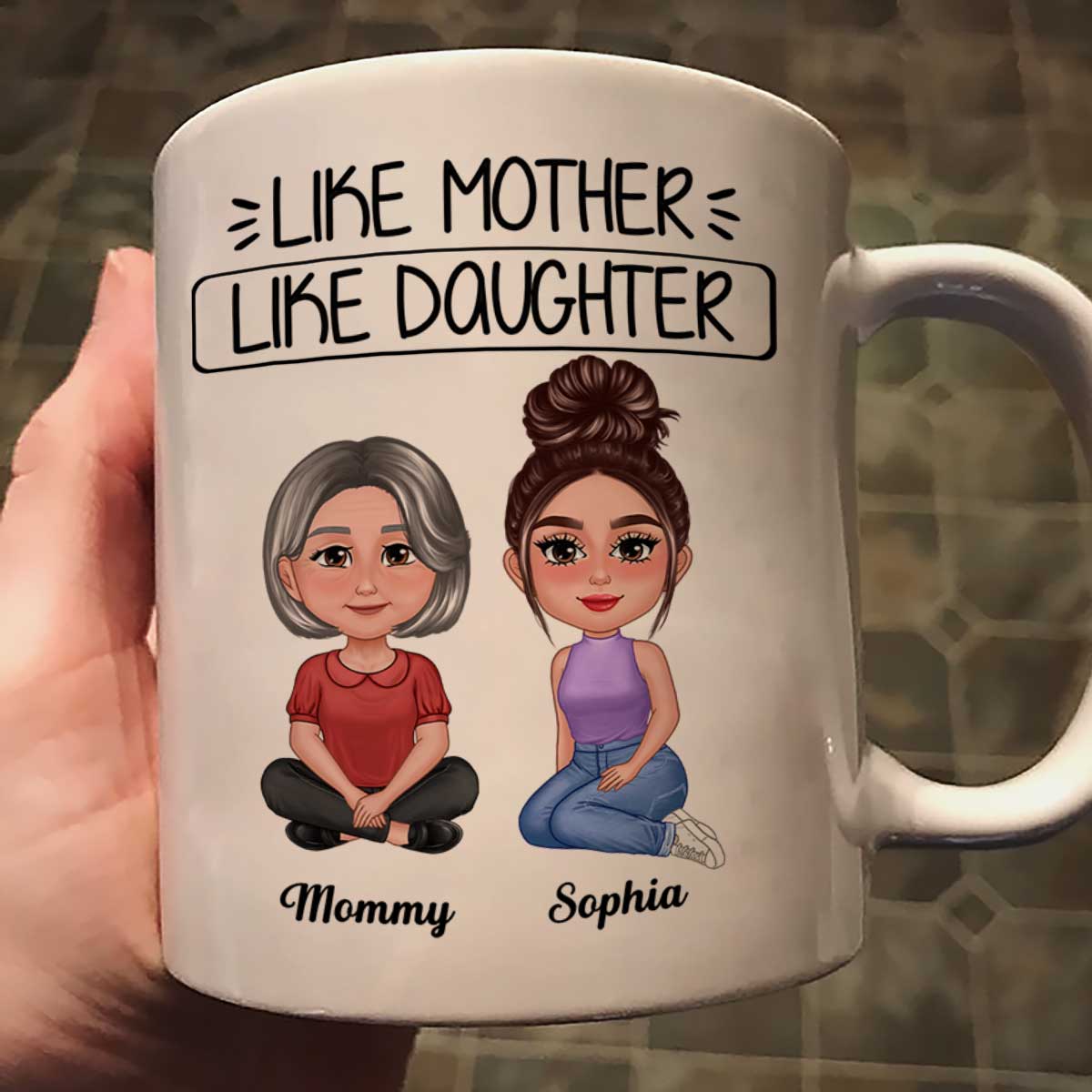 Pretty Doll Like Mother Like Daughter Personalized Mug - Image 2
