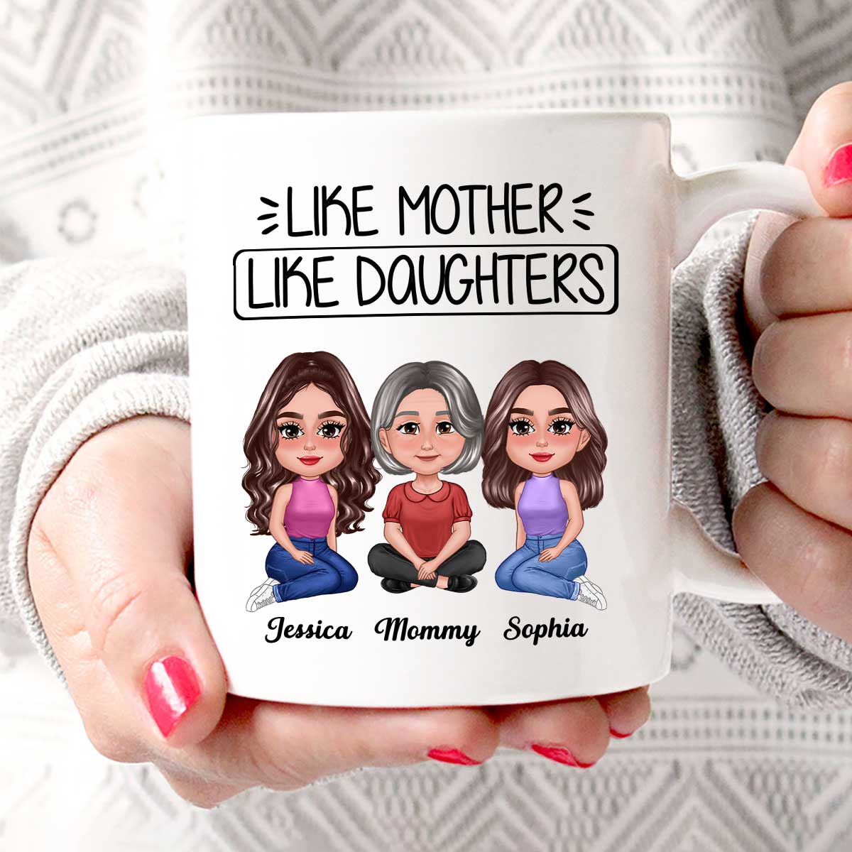 Pretty Doll Like Mother Like Daughter Personalized Mug - Image 3