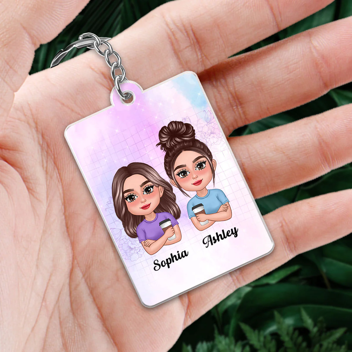 Pretty Doll Trouble Together Personalized Acrylic Keychain - Image 2