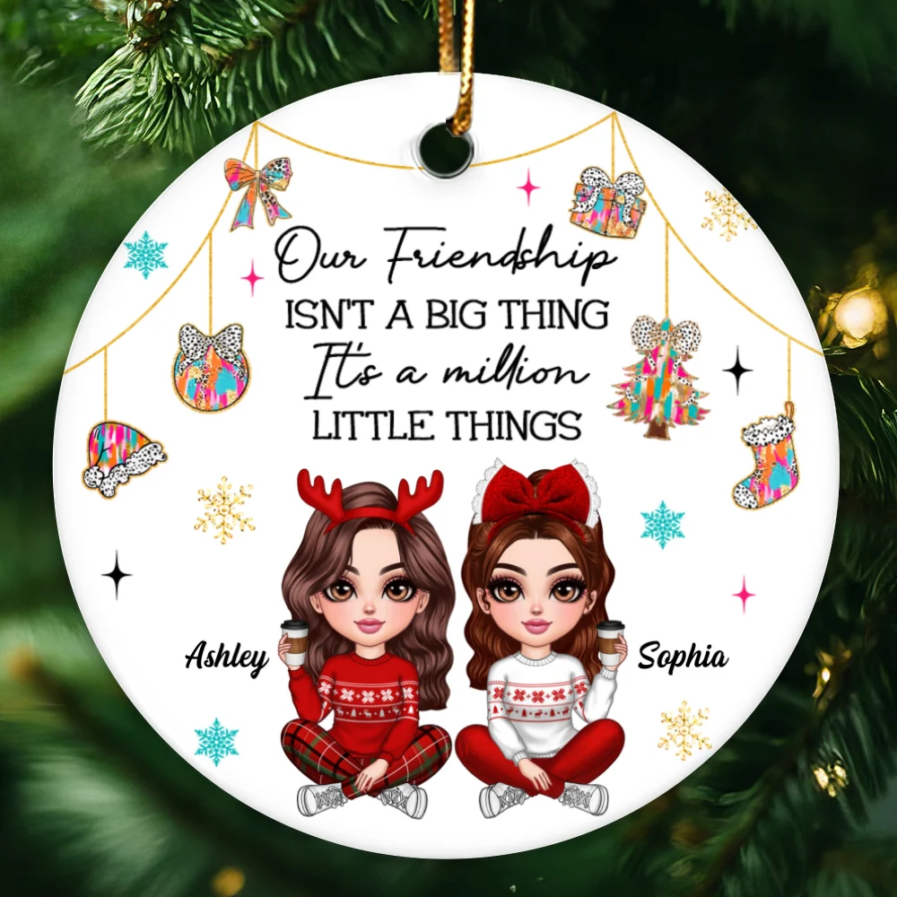 Pretty Girls Friendship Million Little Things Colorful Dalmatian Pattern Personalized Circle Ceramic Ornament - Image 11